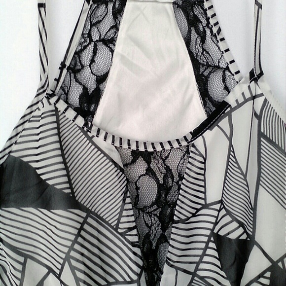 Abstract Geometric Lace Cutout Sheath Racerback Sundress Flowy Skirt Lush Small - Picture 2 of 4